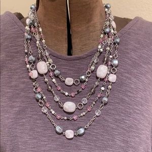 Pink and Gray tones beaded necklace-Lia Sophia